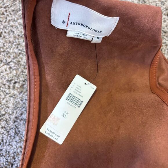 New Anthropologie Brown Cedar Faux Suede Sleeveless Jumpsuit XL - Picture 9 of 11